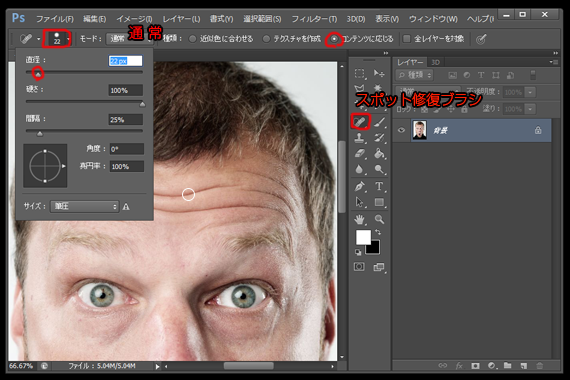 スポット修復ブラシ