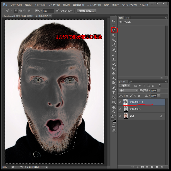 肌以外切り取り
