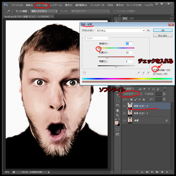 ソフトライト&色相調整